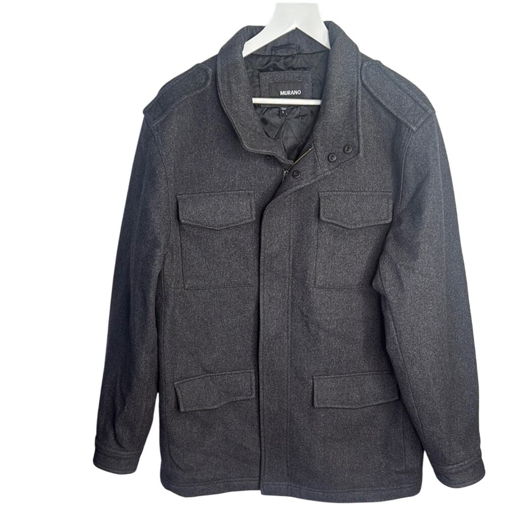 Murano Men’s Gray Wool-blend Military Style Jacket Sz Large